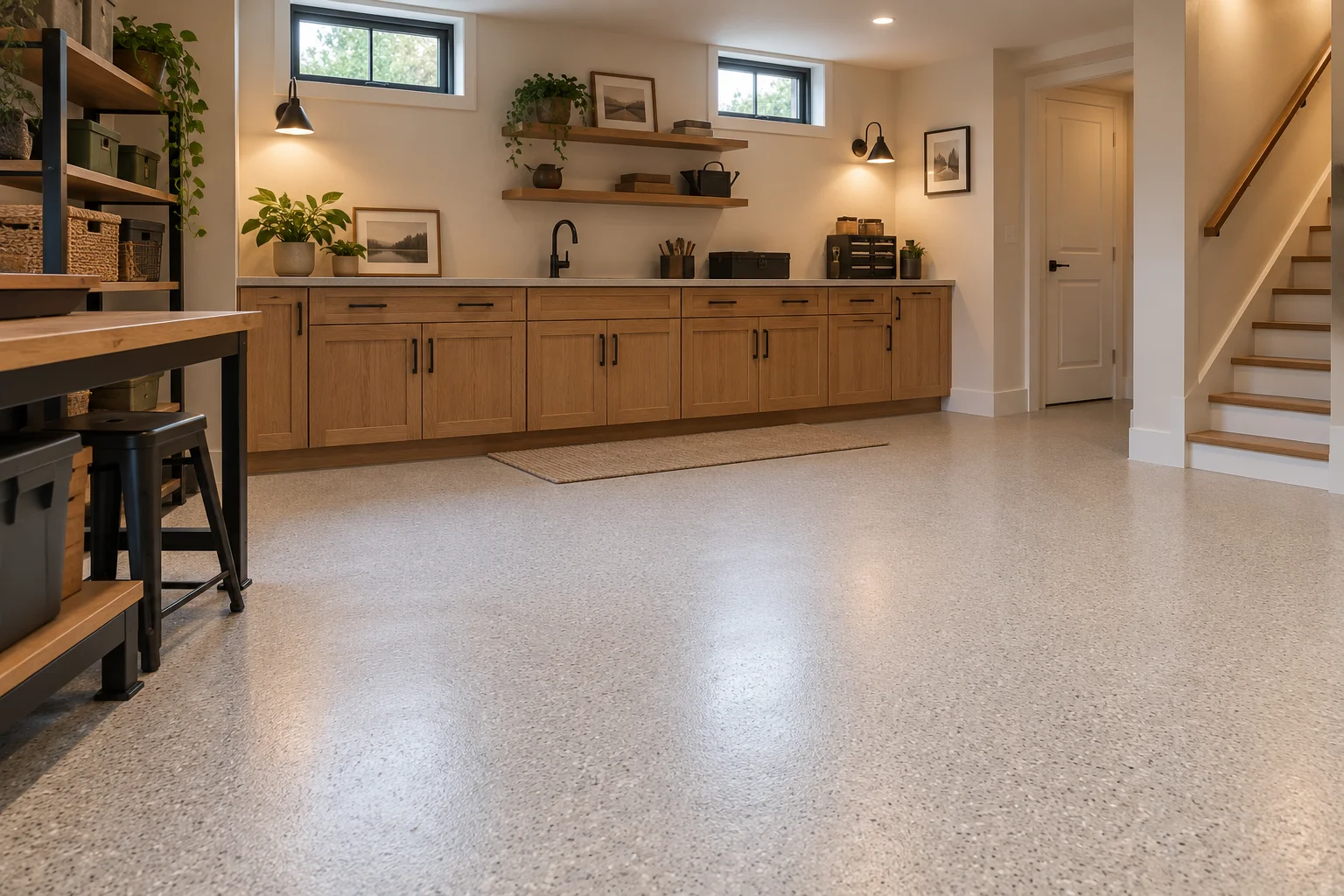 AI-generated basement floor concept